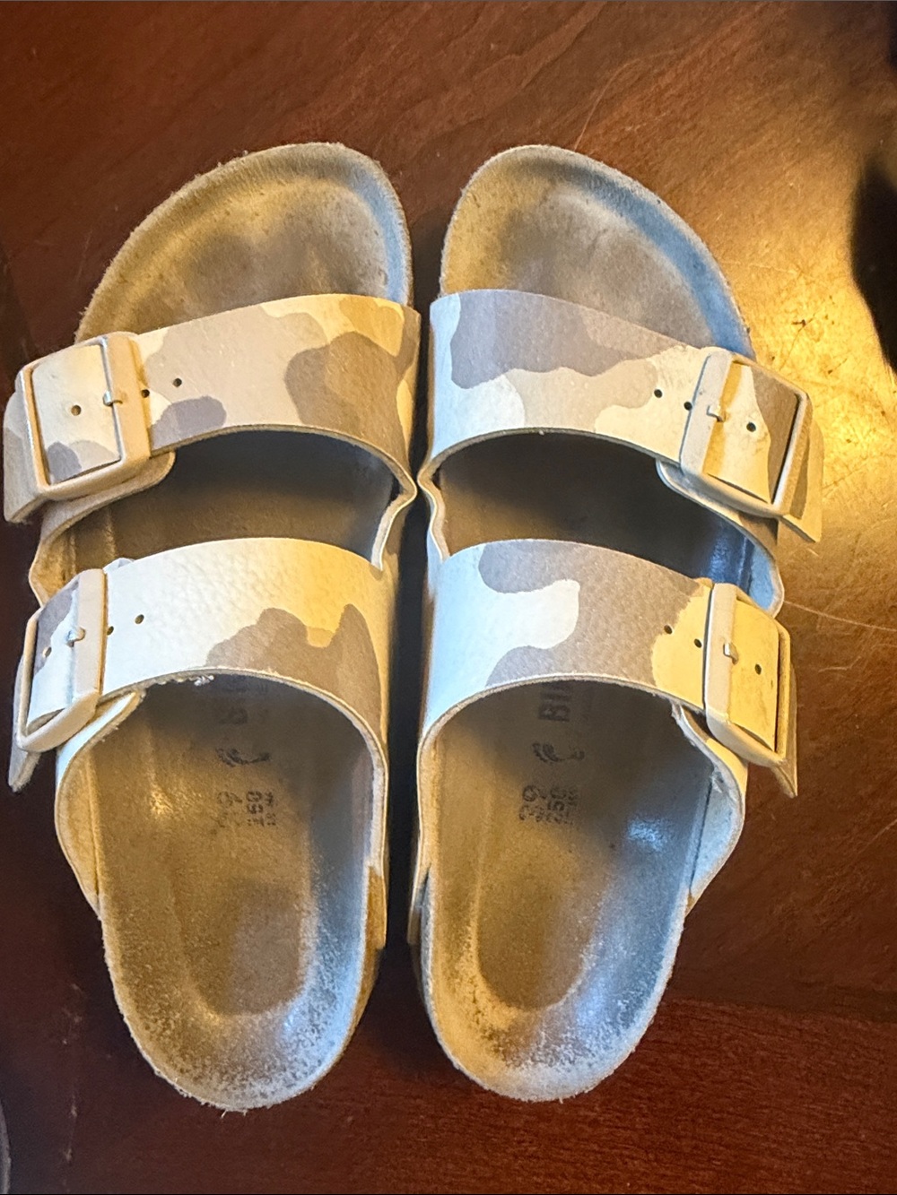 Birkenstock Beige Camo Double-Buckle Sandals